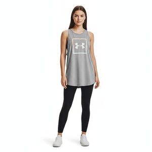 Under Armour Womens Tank Top Size LG Grey Loose Fit Racerback Draped Activewear